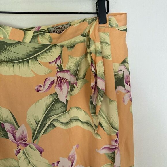 Tommy Bahama Women’s Vintage Fuzzy Peach Silk Tropical Floral Print Wrap Skirt B - Picture 13 of 14
